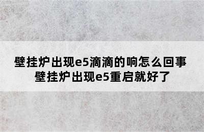 壁挂炉出现e5滴滴的响怎么回事 壁挂炉出现e5重启就好了